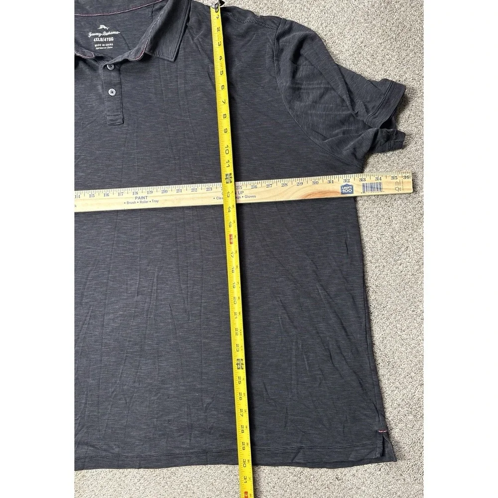 Tommy Bahama Polo Mens 4XLB Performance Short Sleeve Collared Black Solid Shirt